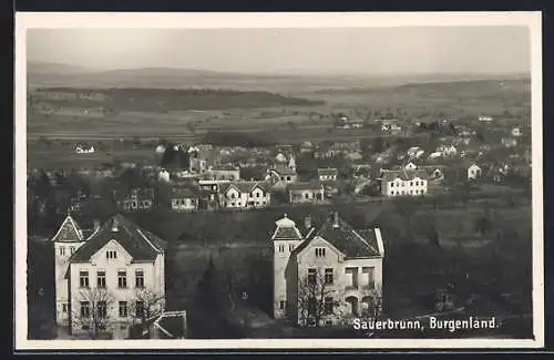 AK Sauerbrunn /Burgenland, Teilansicht aus der Vogelschau