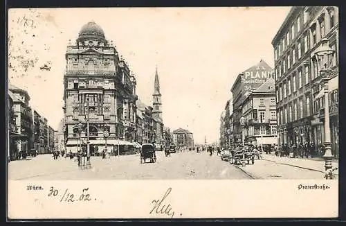 AK Wien, Praterstrasse, Panorama mit Gabelung