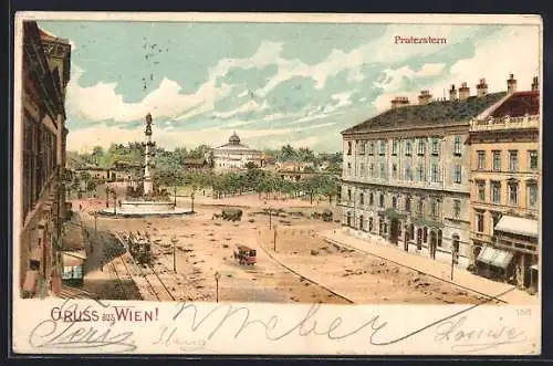 AK Wien, Praterstern mit Strassenbahn