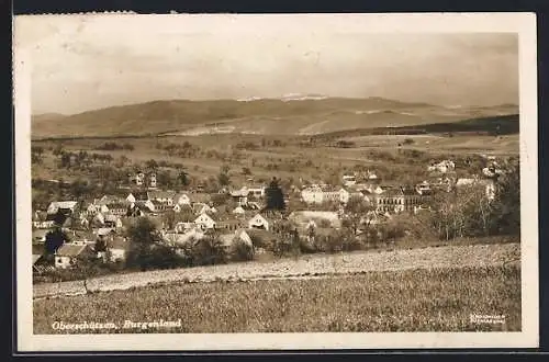 AK Oberschützen /Burgenland, Totalansicht mit Fermblick von einem Feld aus