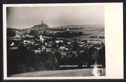 AK Gerersdorf, Gesamtansicht mit Güssing aus der Vogelschau