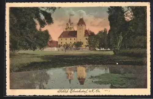 AK Ebreichsdorf /N. Ö., Schloss, vom Teich gesehen