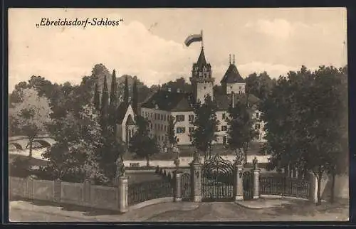 AK Ebreichsdorf, Schloss mit Anlagen aus der Vogelschau