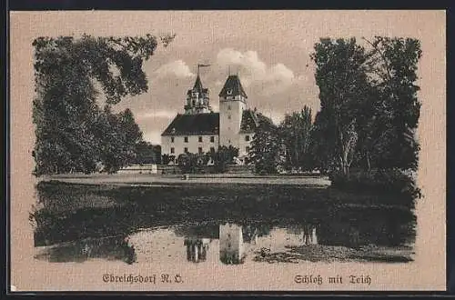 AK Ebreichsdorf /N. Ö., Schloss mit Teich