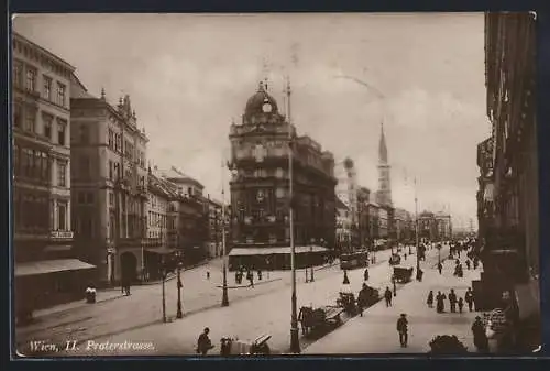 AK Wien, Praterstrasse mit Strassenbahn