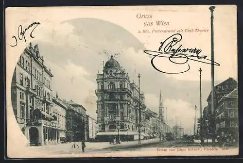 AK Wien, Praterstrasse mit Carl-Theater