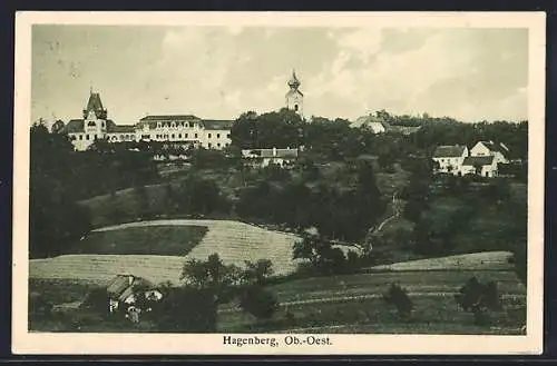 AK Hagenberg /Ob.-Oest., Ortspartie mit Schloss