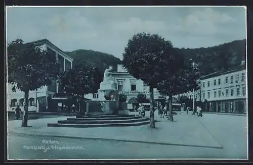 AK Hallein, Marktplatz und Kriegerdenkmal