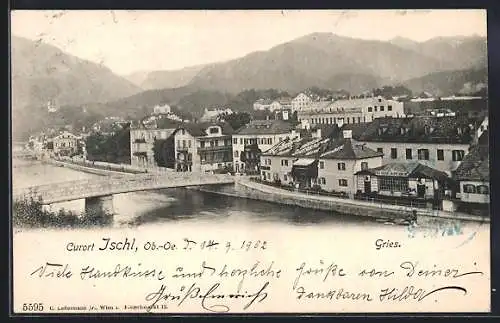 AK Bad Ischl, Partie mit Traunbrücke und Gries