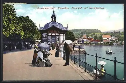 AK Gmunden, Esplanade mit Musikpavillon