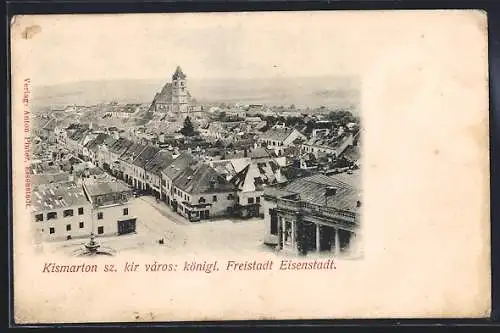 AK Eisenstadt /Kismarton, Panorama mit Kirche und Strassenpartie