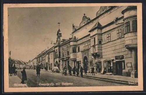 AK Eisenstadt, Hauptstrasse mit Rathaus