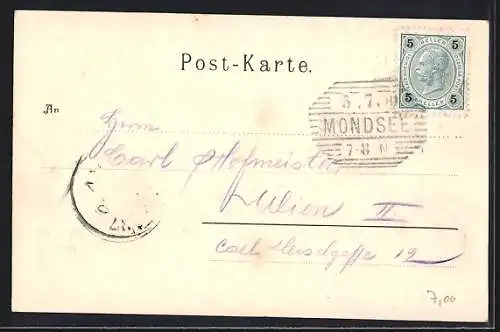 AK Mondsee, Totalansicht mit Kirche