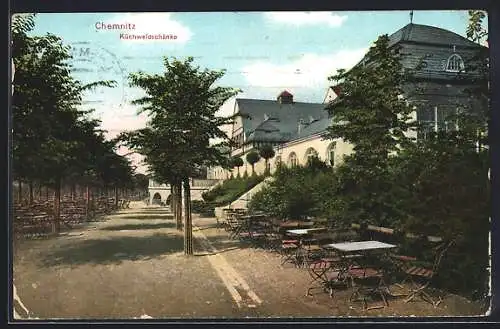 Foto-AK Chemnitz, Gasthaus Küchwaldschänke, Gartenansicht