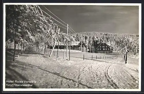 AK Oberwiesenthal, Hotel Rotes Vorwerk im Winter