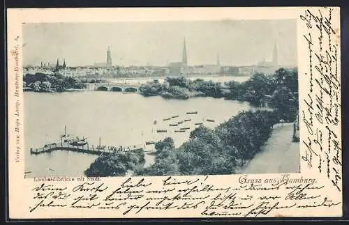 AK Hamburg-Neustadt, Lombardsbrücke mit Stadtpanorama