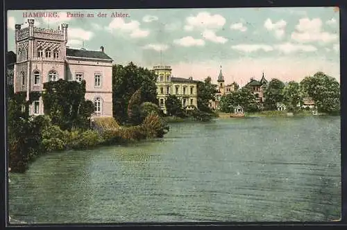 AK Hamburg-St.Georg, Partie an der Alster