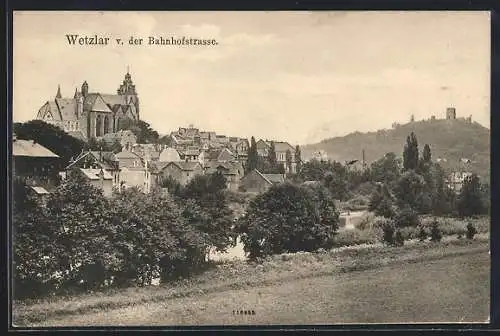 AK Wetzlar, Stadtansicht mit Kirche von der Bahnhofstrasse