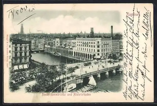 AK Hamburg, Reesendammbrücke und Alsterarkaden