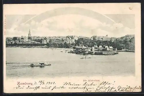 AK Hamburg-St.Georg, Stadtpanorama mit Alsterlust