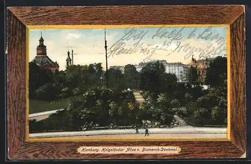 AK Hamburg-St.Pauli, Helgoländer Allee v. Bismarck-Denkmal, im Rahmen