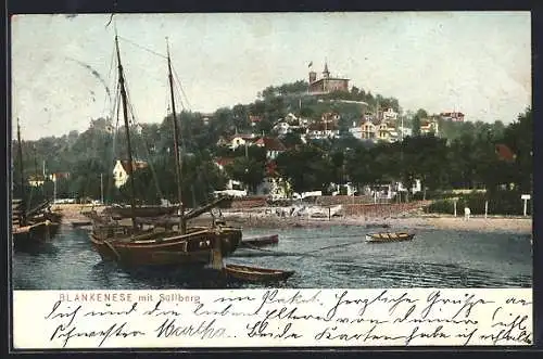 AK Hamburg-Blankenese, Teilansicht mit Süllberg und Segelbooten