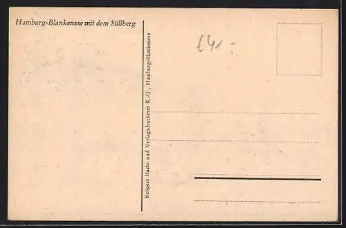 AK Hamburg-Blankenese, Teilansicht mit dem Süllberg
