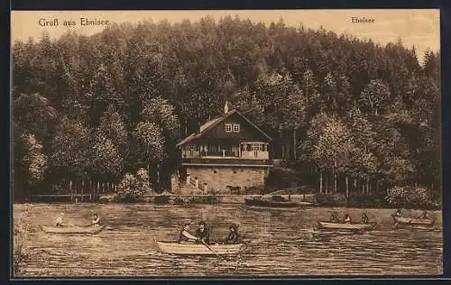 AK Ebnisee, Uferpartie mit Boten