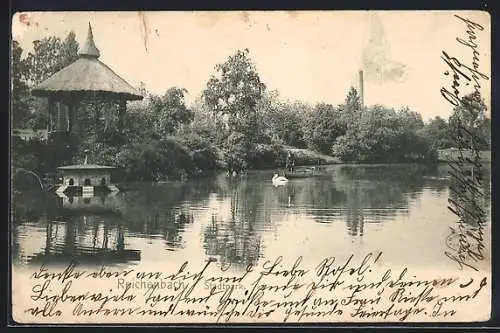 AK Reichenbach / Vogtland, Stadtpark mit Pavillon