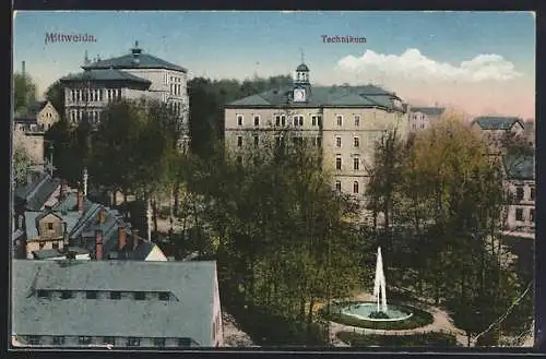 AK Mittweida, Technikum mit Springbrunnen