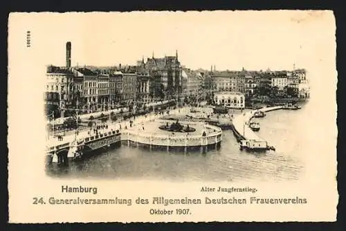 AK Hamburg-Neustadt, Alter Jungfernstieg, 24. Generalversammlung d. Allgemeinen Deutschen Frauenvereins 1907