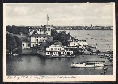 AK Hamburg, Uhlenhorster Fährhaus und Aussenalster mit flagge