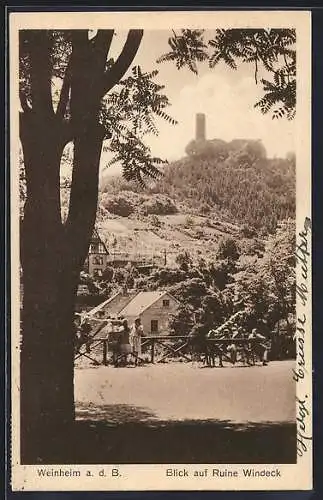 AK Weinheim a. d. B., Blick auf Ruine Windeck