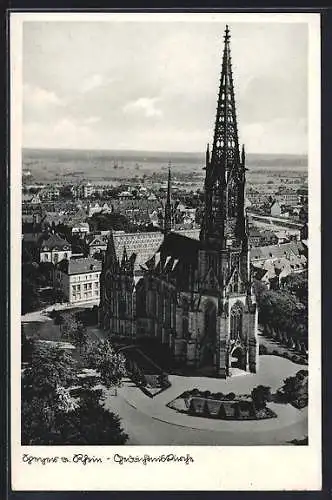 AK Speyer a. Rhein, Die Gedächtniskirche aus der Vogelschau