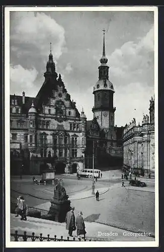 AK Dresden, Georgentor mit Omnibus