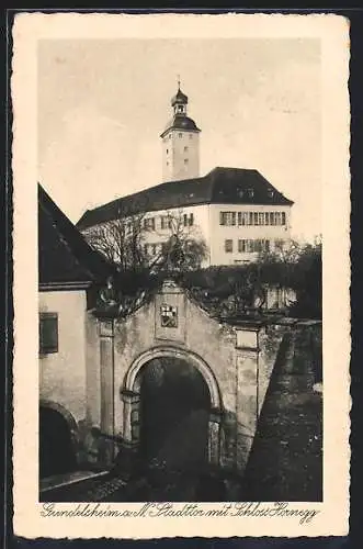 AK Gundelsheim a. N., Stadttor mit Schloss Hornegg