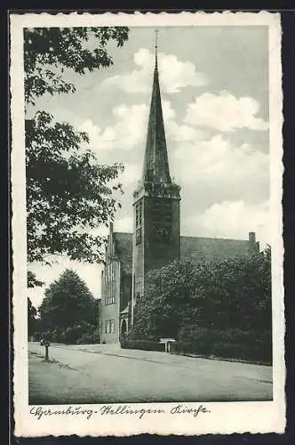 AK Hamburg-Stellingen, Partie bei der Kirche