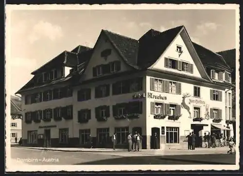 AK Dornbirn, Hotel zum Hirschen mit Fleischhauerei