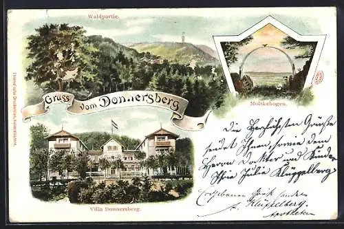 AK Dannenfels, Villa Donnersberg, Waldpartie, Moltkebogen