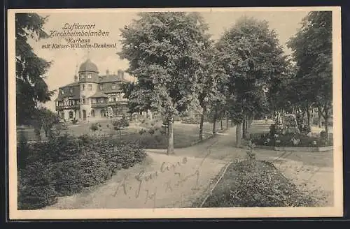 AK Kirchheimbolanden, Kurhaus mit Kaiser-Wilhelm-Denkmal