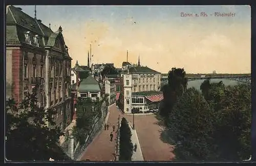 AK Bonn a. Rh., Rheinufer mit Hotel Rheineck