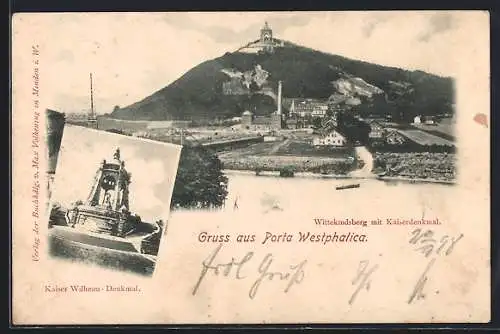 AK Porta Westfalica, Kaiser Wilhelm-Denkmal, Wittekindsberg