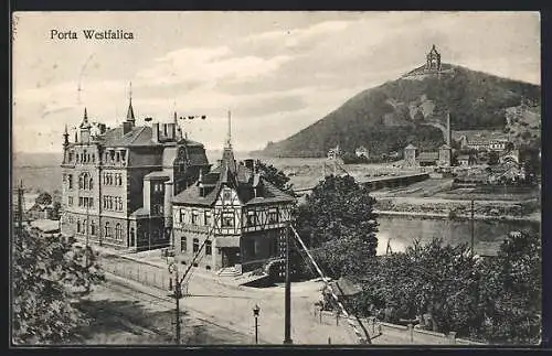 AK Porta Westfalica, Blick von oben auf die Stadt