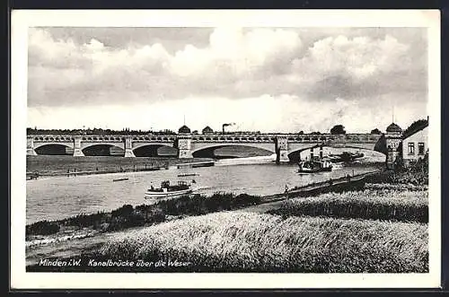 AK Minden i. W., Kanalbrücke über die Weser