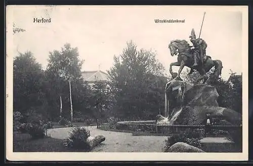 AK Herford, Wittekinddenkmal mit Park