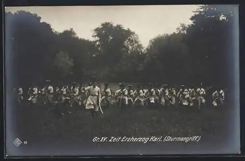 AK Kaiserhuldigung, Gruppe XV. Zeit Erzherzog Karl., Sturmangriff