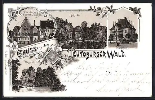 Lithographie Horn Meinberg, Hotel-Pension Externstein im Teutoburger Wald