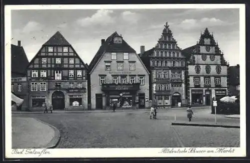 AK Bad Salzuflen, Altdeutsche Häuser am Markt und in der Langestrasse