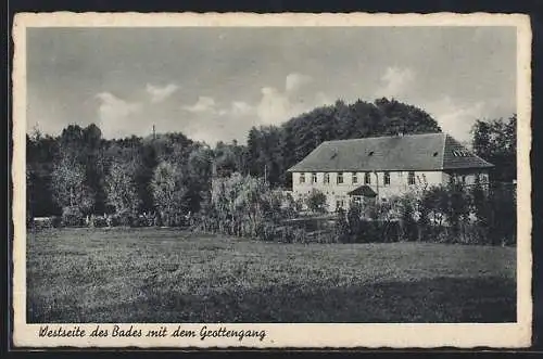 AK Randringhausen, Westseite des Bades mit dem Grottengang