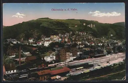 AK Oberstein / Nahe, Teilansicht mit Bahnhof